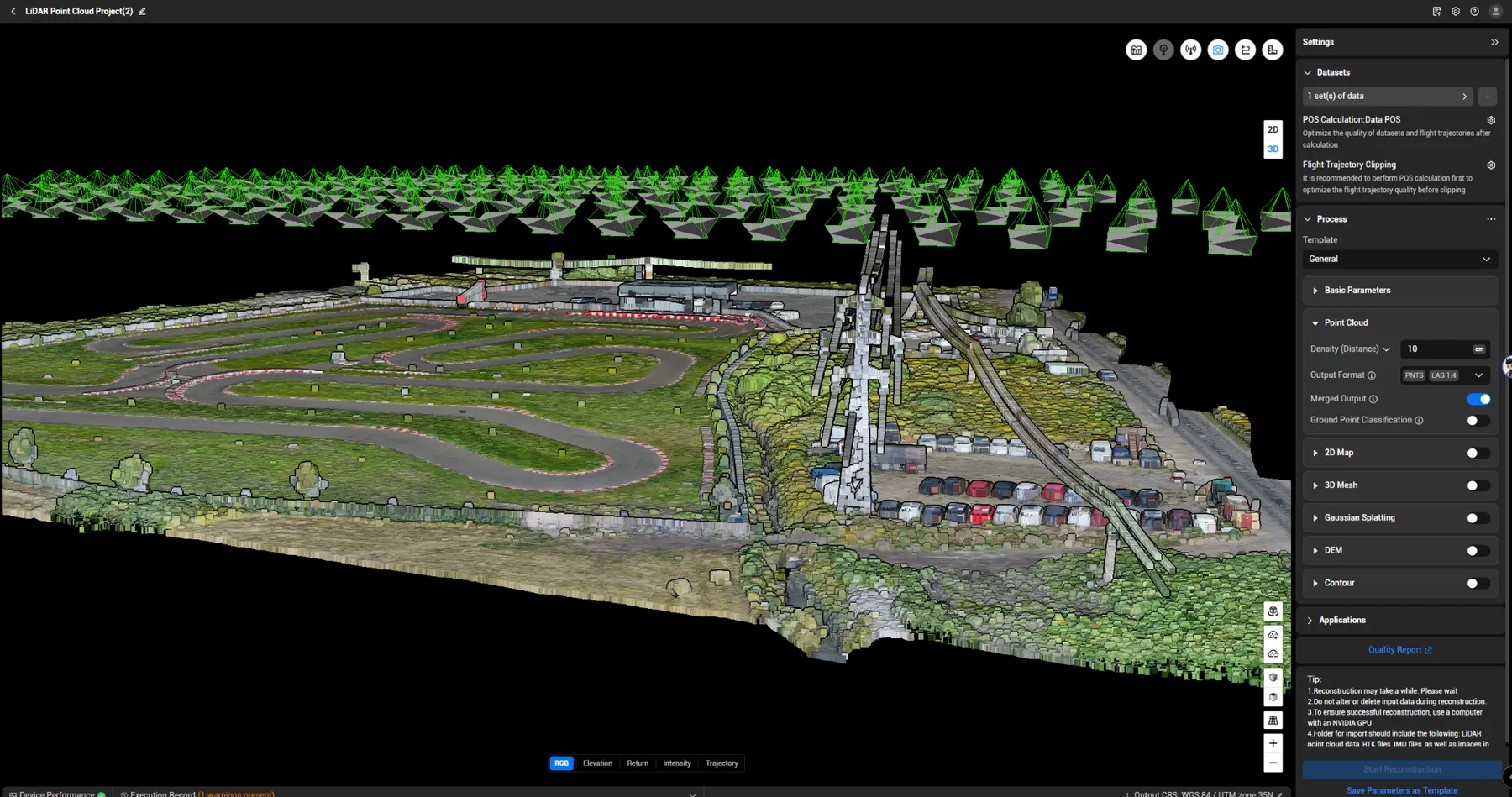 LiDAR drónfelmérésből készült georeferált pontfelhő és Térinformatikai adat